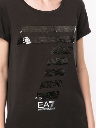 EA7 Emporio Armani sequinned 7 logo T-shirt