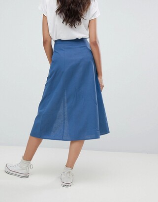 ASOS Tall ASOS DESIGN Tall full midi skirt with button front