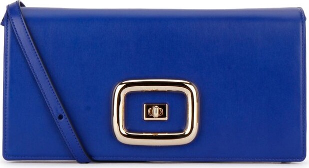 Embellished Denim Clutch Bag in Blue - Roger Vivier