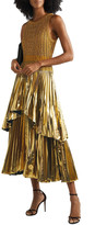 Thumbnail for your product : Altuzarra Mishka Metallic Cable-knit And Pleated Lurex Midi Dress