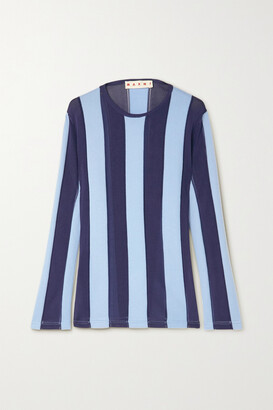 Marni - Striped Cotton-blend Top - Blue