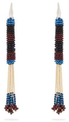 Isabel Marant Bead Embellished Tassel Drop Earrings - Womens - Blue