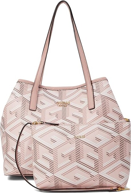 NEW GUESS Women's Garren Mauve Pink Logo Debossed Tote Bag Handbag Purse +  Pouch 