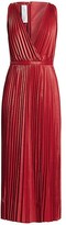 Thumbnail for your product : Valentino V-Neck Pleated Leather Maxi Dress