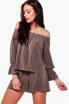 Thumbnail for your product : boohoo Tanya Off Shoulder Top & Shorts Co-ord Set