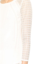 Thumbnail for your product : Rebecca Taylor Lace Sleeve Crepe Top
