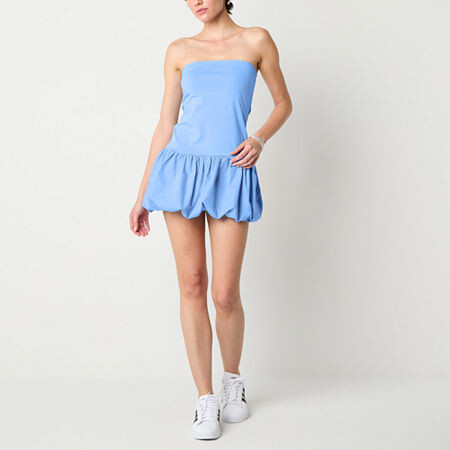 Arizona Bubble Hem Womens Sleeveless Juniors Fit + Flare Dress