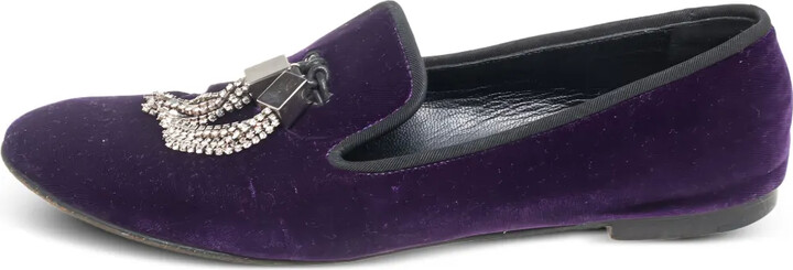 Giuseppe Zanotti Vintage Pre-Owned Velvet Embellished Loafers