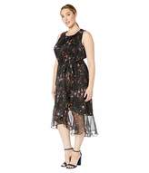 Thumbnail for your product : Vince Camuto Specialty Size Plus Size Sleeveless Ruffled Hem Belted Country Bouquet Dress (Rich Black) Women's Dress