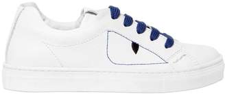 Fendi Eyes Embroidered Leather Sneakers
