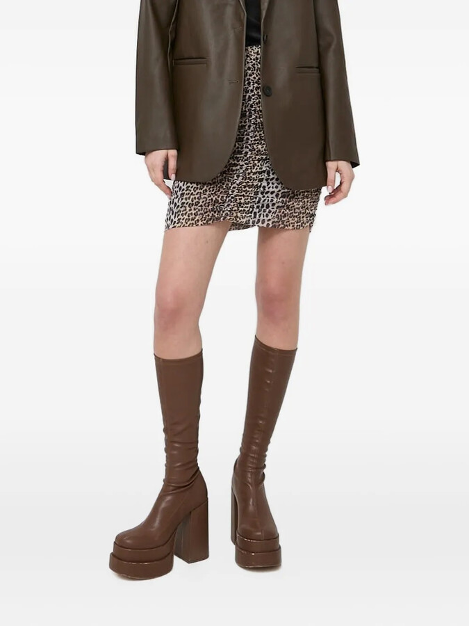 Notes du Nord Leopard-Print Gathered Mini Skirt