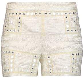 Alice + Olivia Marisa Embroidered Broderie Anglaise-Trimmed Cotton Shorts