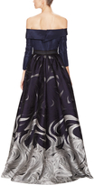 Thumbnail for your product : Carolina Herrera Taffeta Off the Shoulder Gown with Jacquard Detail