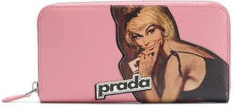 Prada poster girl print wallet