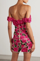 Thumbnail for your product : Oscar de la Renta Dahlia Off-the-shoulder Appliquéd Tulle Mini Dress - Pink