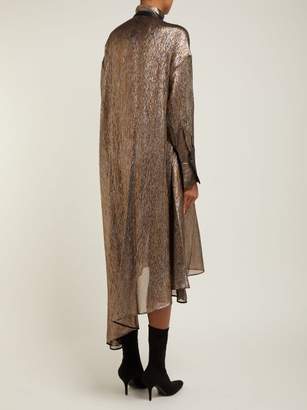 Petar Petrov Dellar Asymmetric Silk-blend Lame Midi Dress - Womens - Gold Multi