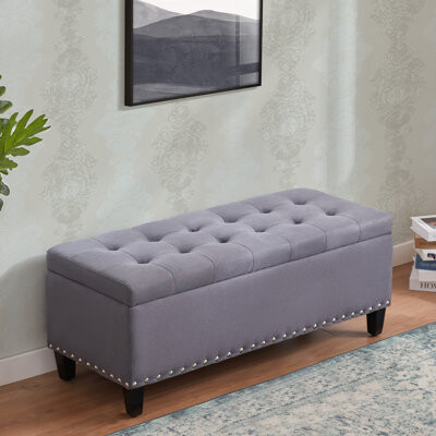 Lark Manor Ashtin 41'' Wide Velvet Tufted Rectangle Storage Ottoman