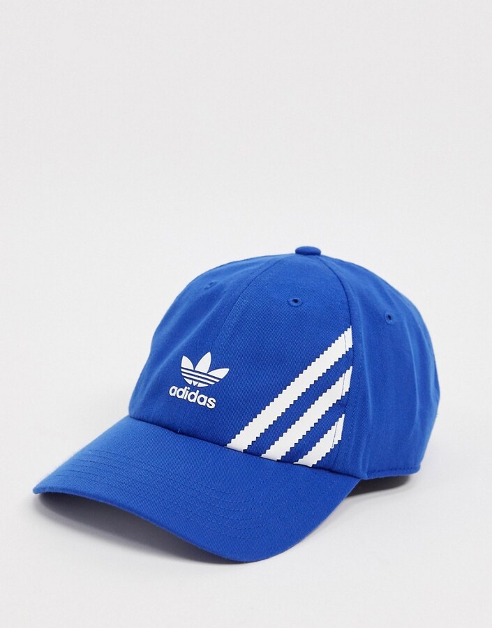 adidas three stripe cap in blue - ShopStyle Hats