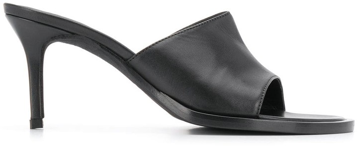 black mid heel mules