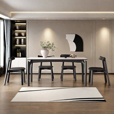 LJIA home Rectangular solid wood rock dining table set