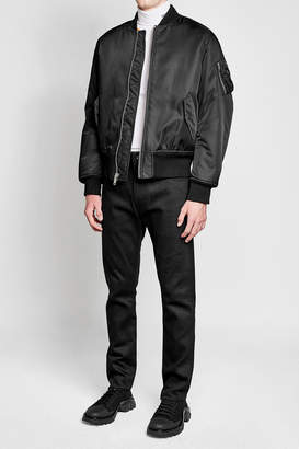 Calvin Klein Satin Bomber Jacket with Shearling Lining