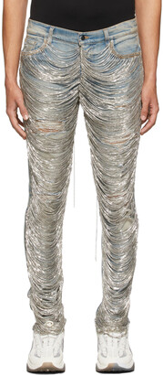 Amiri Blue Fringe Wire Faded Jeans