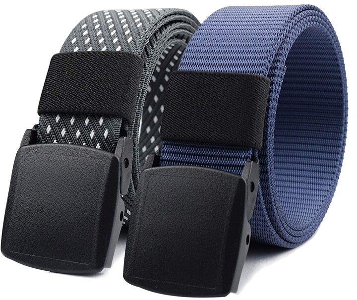La Dearchuu 2 Pack Men Canvas Belt With Plastic Buckle Breathable Nylon