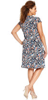 Thumbnail for your product : Jones New York Signature Plus Size Cap-Sleeve Floral-Print Faux-Wrap Dress