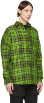 Thumbnail for your product : Palm Angels Green and Black Check Logo Overshirt
