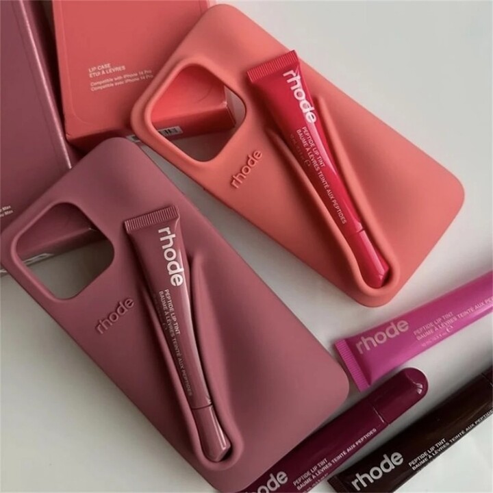 With Lip gloss Lipstick Lithe Silicone Case for iPhone 15 14 13 Pro Max Anti-Drop Anti-collision Cover