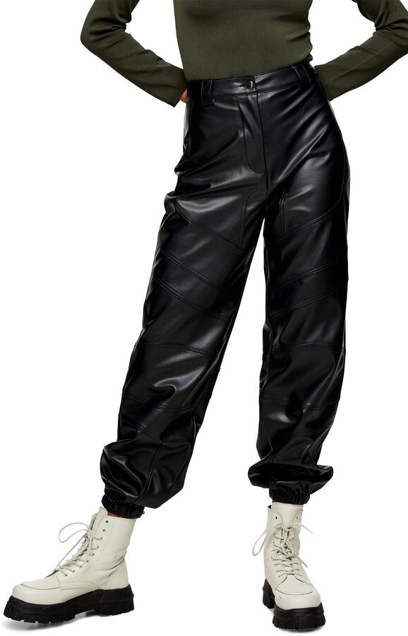 Topshop Paneled Faux Leather Joggers - ShopStyle Pants