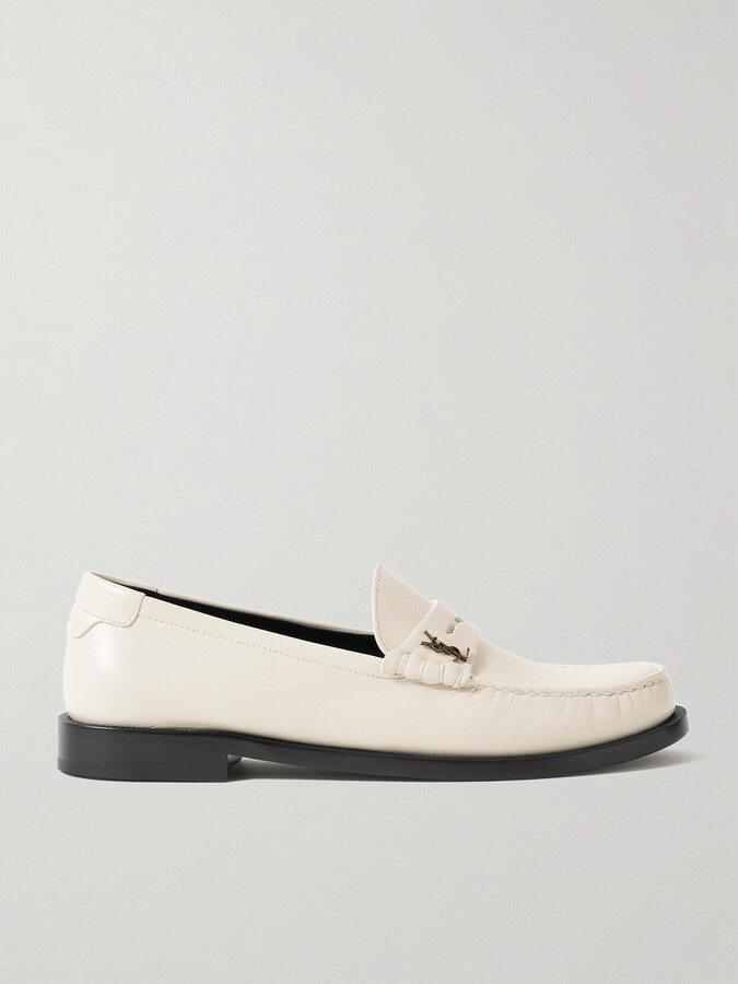 Saint Laurent Le Loafer Logo-appliquéd Leather Loafers - Off-white