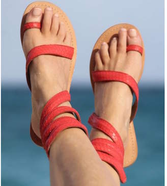 Aspiga Coral Cannes Flat Leather Ankle Wrap Sandals