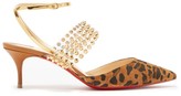 Thumbnail for your product : Christian Louboutin Levita 55 Studded Leopard-print Suede Pumps - Leopard