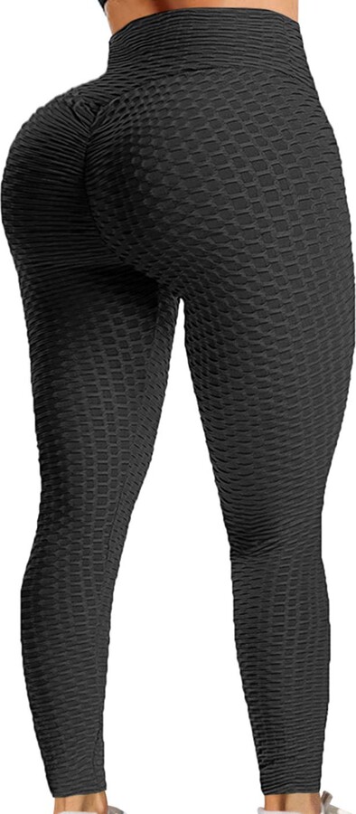 A AGROSTE Women's High Waist Yoga Pants Tummy Control Workout Ruched Butt  Lifting Stretchy Leggings Textured Booty Tights - ShopStyle Hosiery