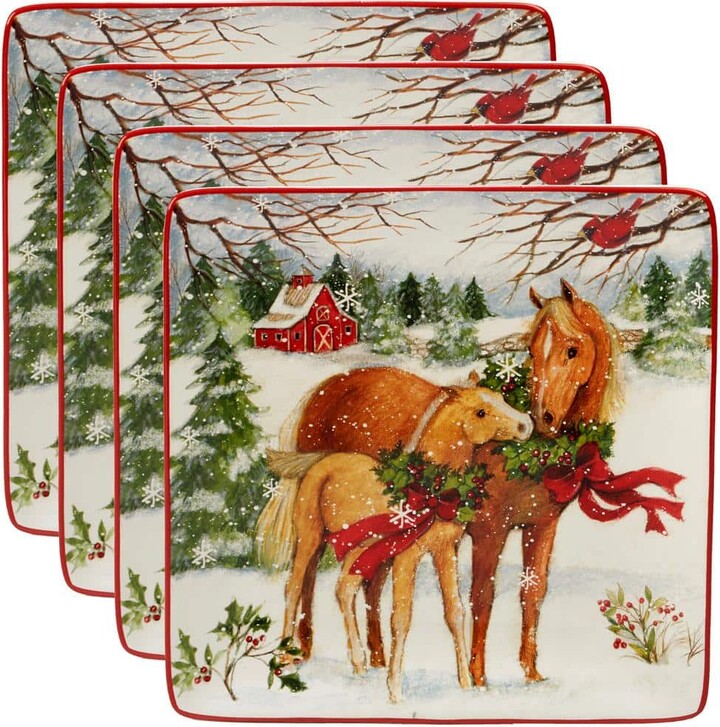 Christmas on the Farm by Susan Winget 10.5 in. Dinner Plate (Set of 4)