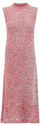 Jil Sander Crochet-hem Knitted Cotton-mouline Dress - Red Multi