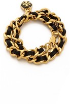 Thumbnail for your product : Tory Burch Leather & Chain Wrap Bracelet