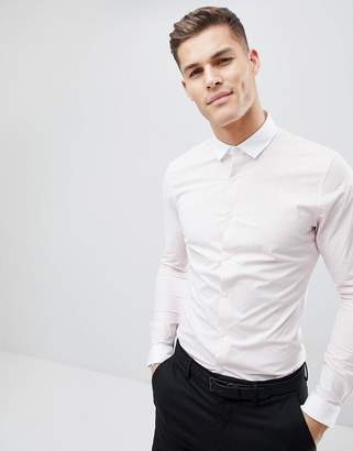 ASOS Design Smart Sretch Slim Check Shirt With Contrast Collar And Cuff