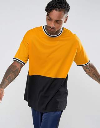 ASOS Design Oversized T-Shirt With Mesh Cut & Sew And Monochrome Tipping