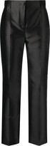 Satin Tapered-Leg Tailored Trousers 