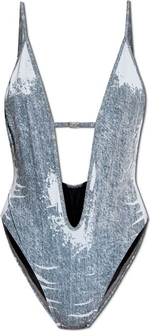 Diesel Daisy-Dnm Trompe L'Oeil Denim Printed Swimsuit