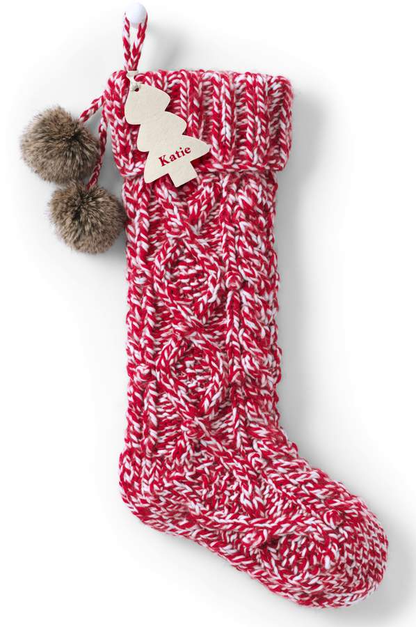 Lands'end Cable Knit Pom Personalized Christmas Stocking