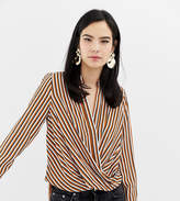 Thumbnail for your product : New Look Stripe Twist Front Wrap Top