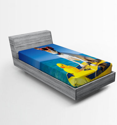 Ambesonne Rubber Duck Fitted Sheet