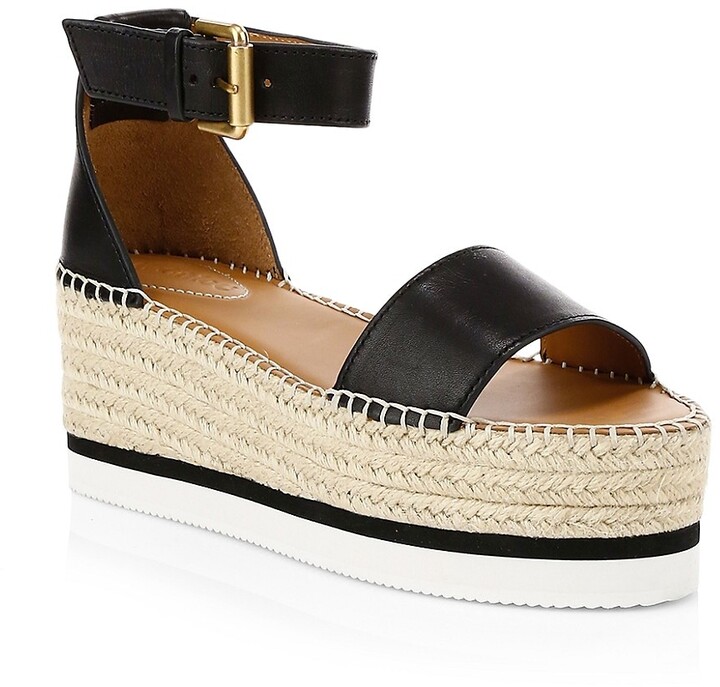 See by Chloe Glyn Leather Platform Espadrille Wedge Sandals ShopStyle