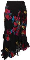 Etro floral embroidered midi wrap asymmetric skirt
