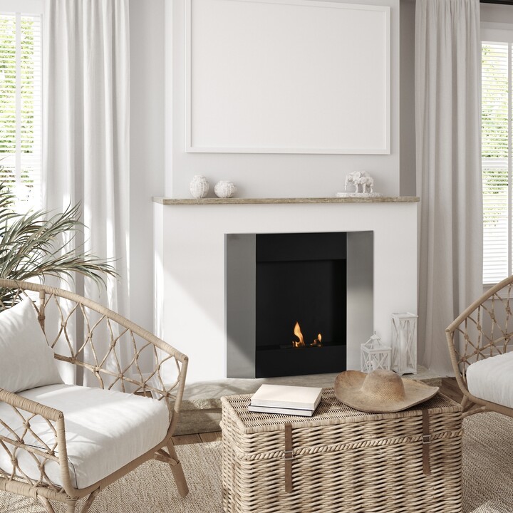 WallMounted Ventless Recessed Alcohol Fireplace 1800W Stainless