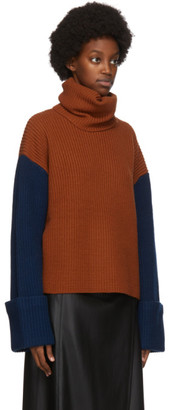 VVB Orange and Beige Wool Jumbo Cuff Jumper Sweater
