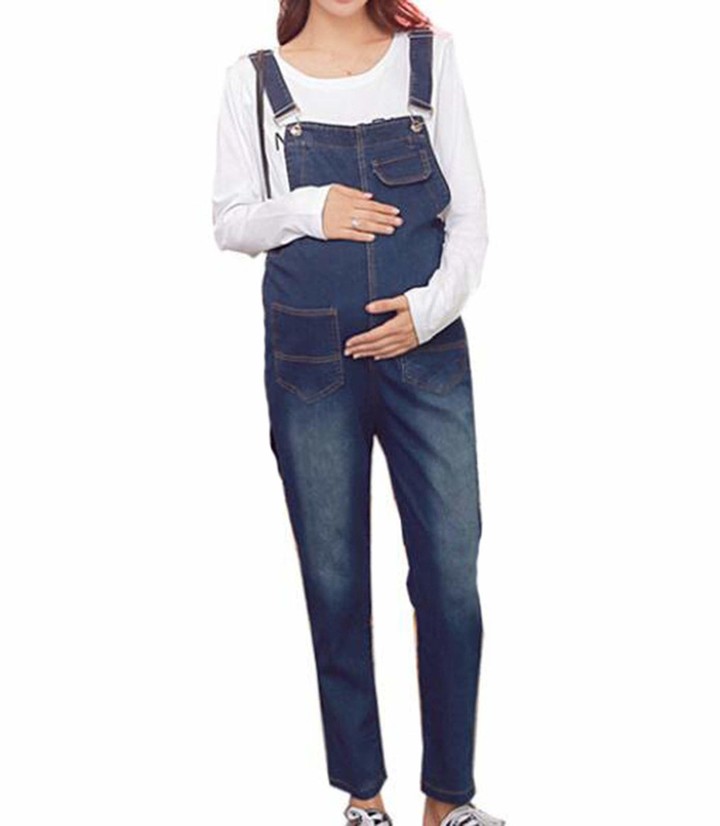 Suncolour Women Maternity Bib Overalls Pregnant Denim Dungarees Jeans Jumpsuits Perfect